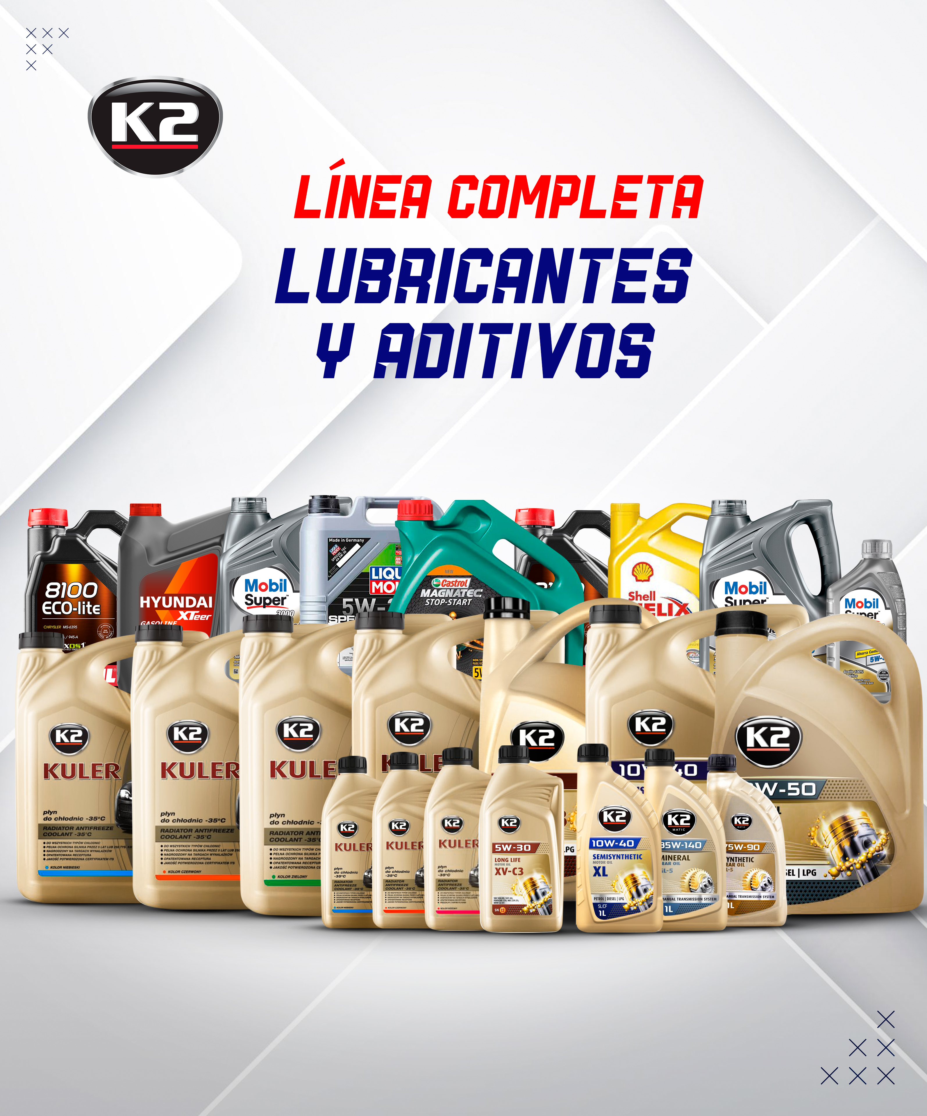 Lubricantes y aditivos K2 , Mobis, General parts, JCBL Lubricantes Lima Arequipa Trujillo Cusco Chiclayo Puno Huancayo Ayacucho Piura Tacna Perú